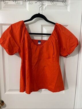 NWT Old Navy Orange Puff Sleeve Blouse Size Small